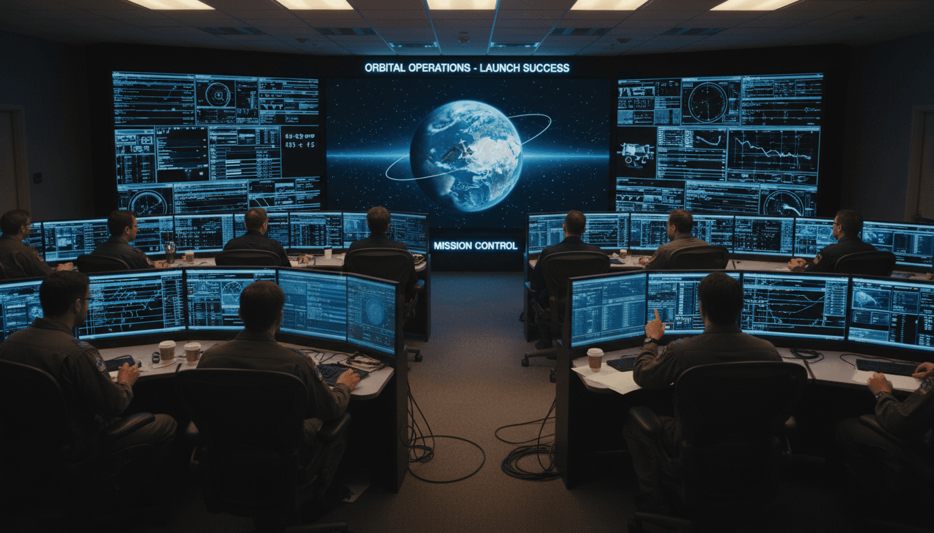 Scientists reviewing asteroid data on monitors in mission control